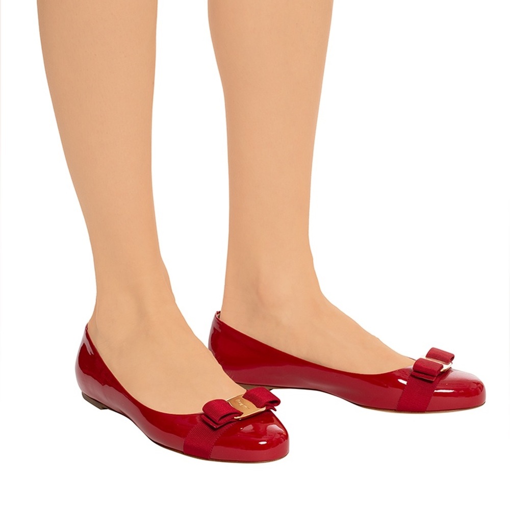 Salvatore Ferragamo Varina patent leather ballerina.